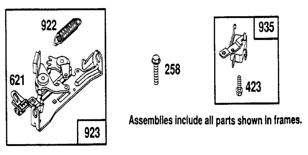 Brake Assembly Diagram and Parts List for 122700  Briggs and Stratton Engine